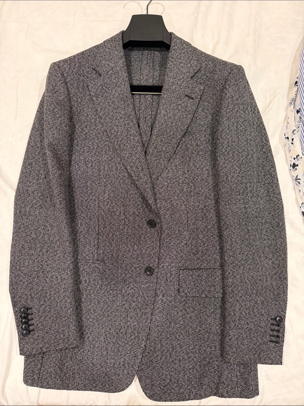 Suitsupply Black & White Finely Textured Two-Button Structured Sportcoat Blazer